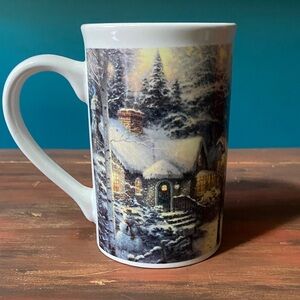 Thomas Kinkade Winter Wonderland Mug with Blue and White